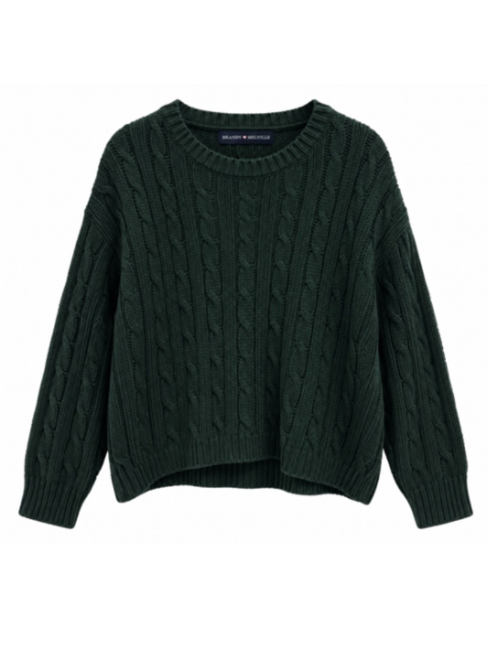 Brandy Melville Dark Green Cable Knit Sweater